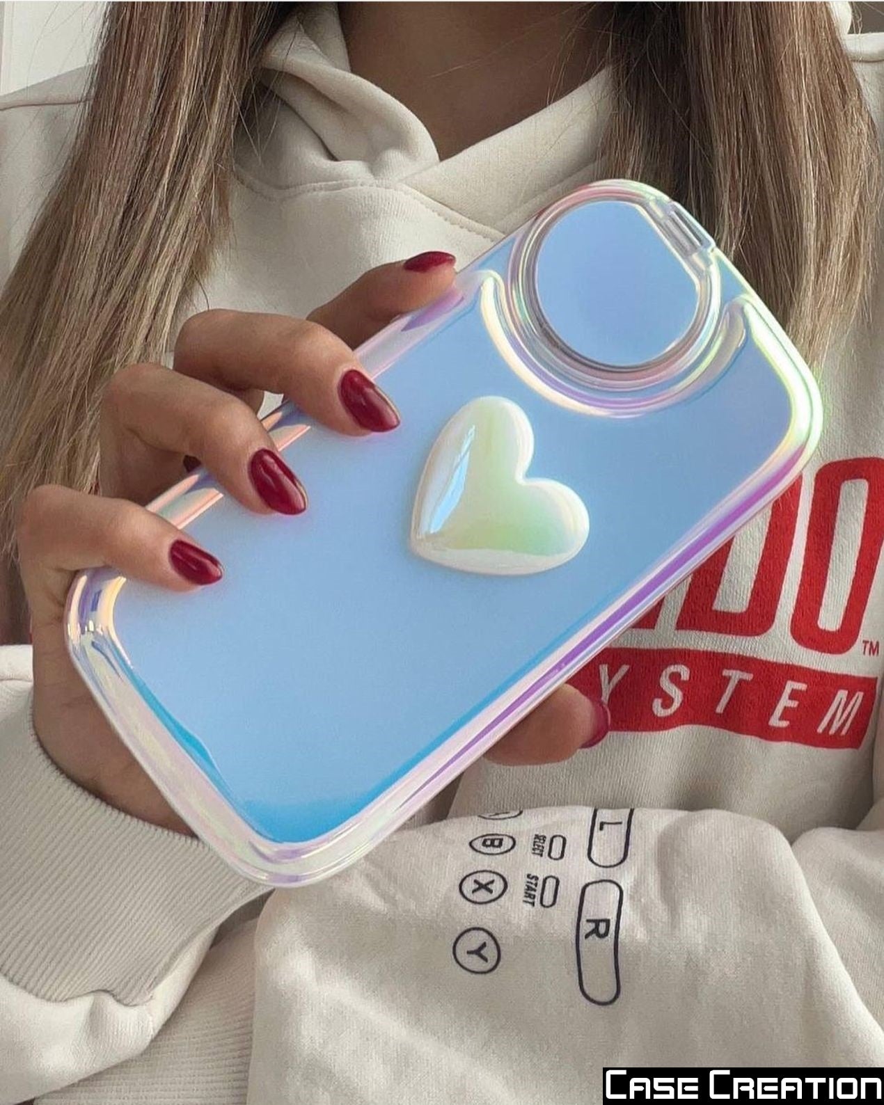 3D Holographic Heart Color Changing Women Makeup Reflective Phone Cover